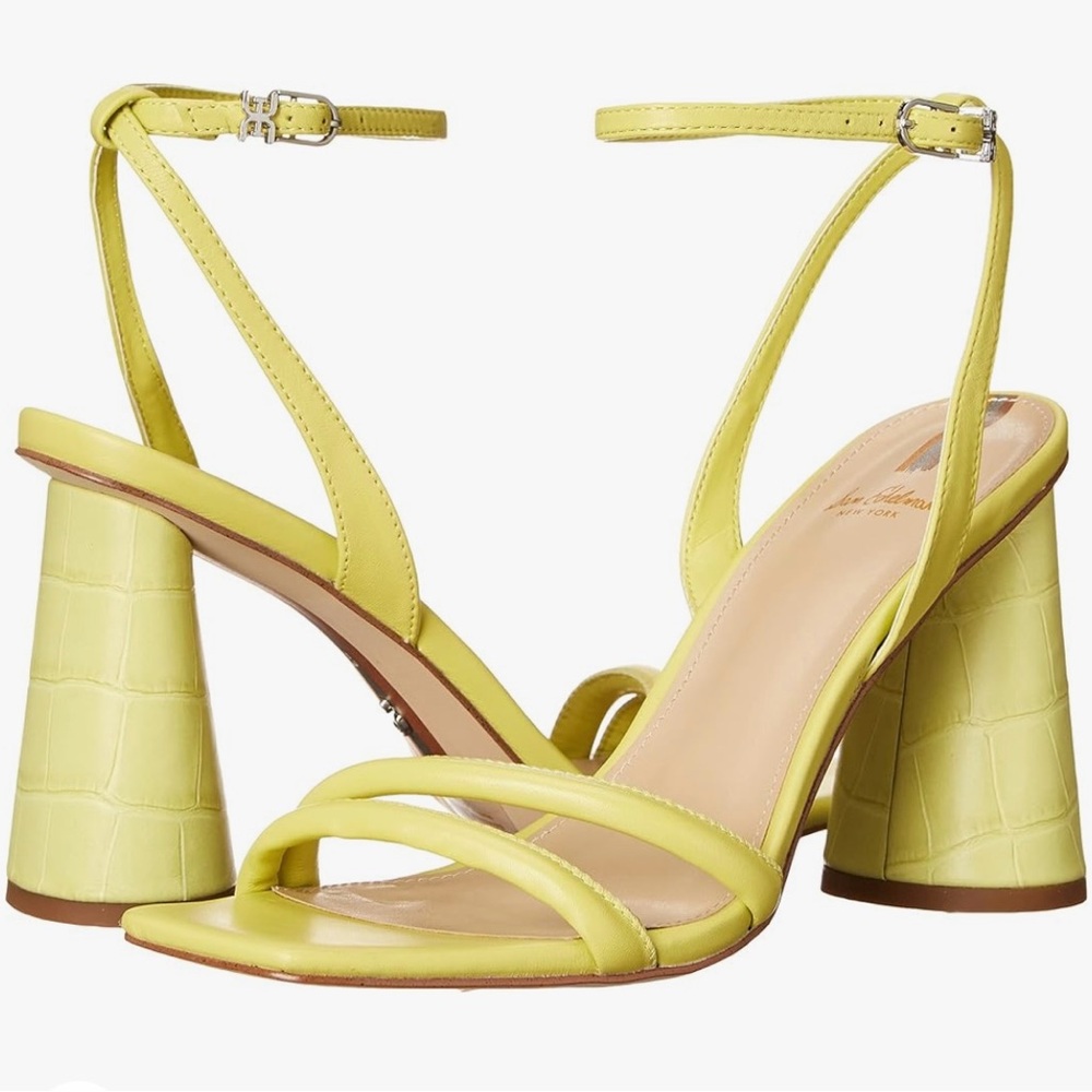 Sam Edelman Kia Leather Kiwi Cone-heel Sandals Size 8.5